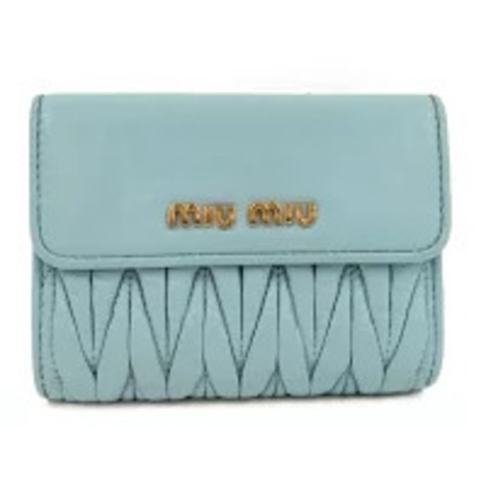 Miu Miu Compact Wallet Leather Blue